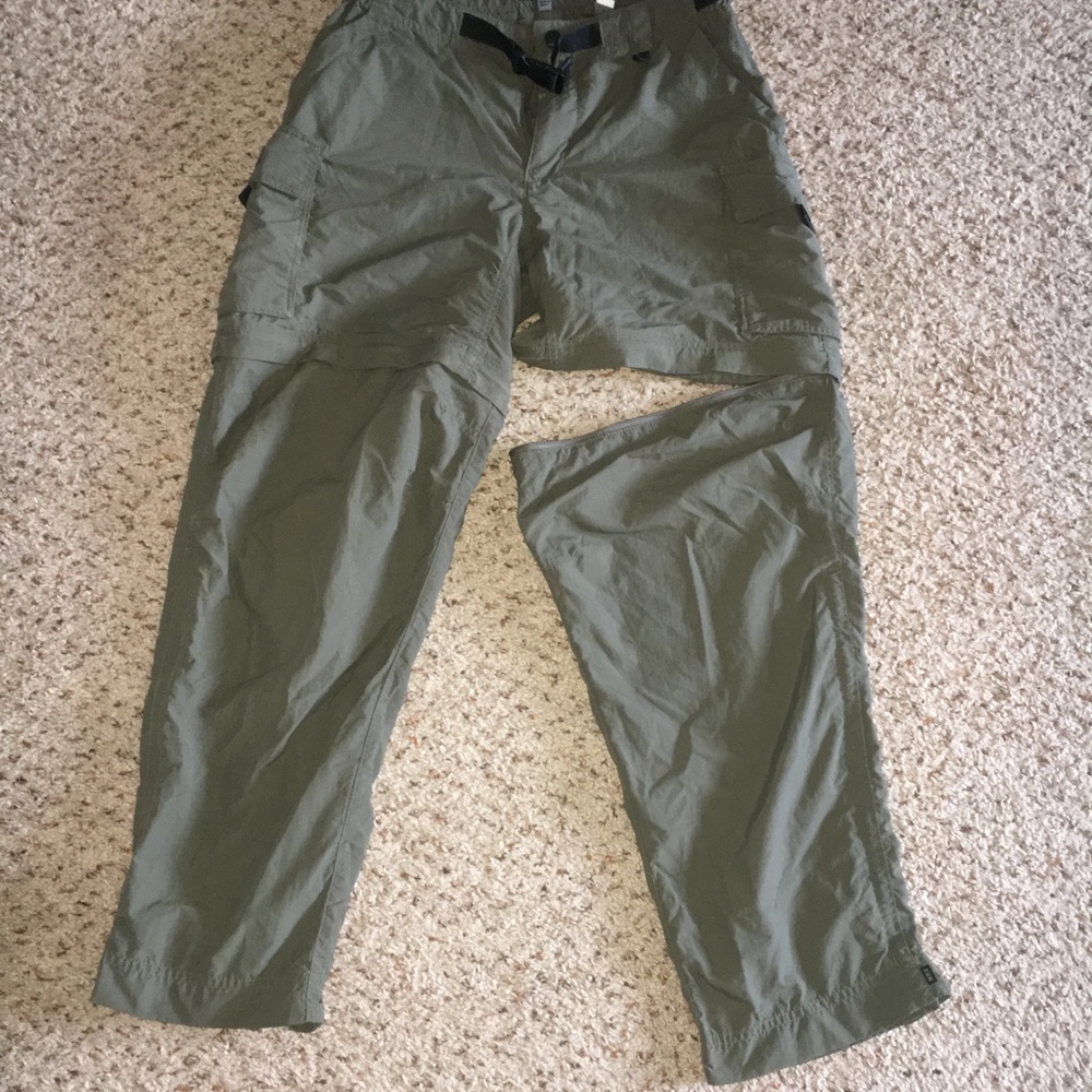 REI Sahara olive green convertible hiking pants